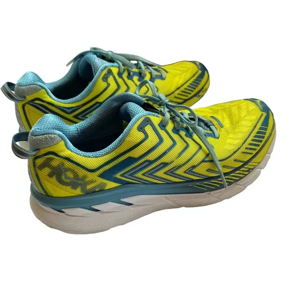 Hoka One One Mens Clifton 4 1016723 SSMD Yellow Running Shoes size 11.5