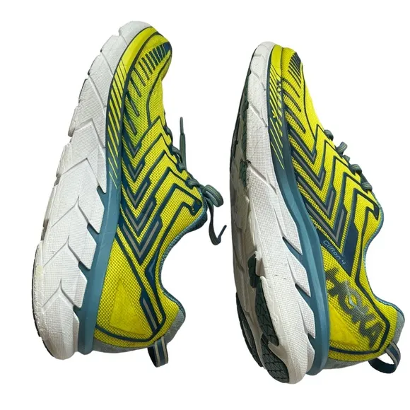 Hoka One One Mens Clifton 4 1016723 SSMD Yellow Running Shoes size 11.5
