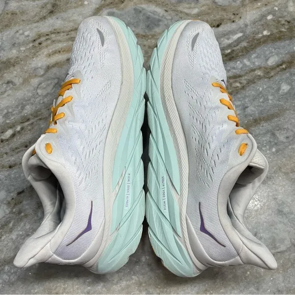 HOKA Women’s 12 D Wide Clifton 8 Running Walking Shoes Blanc De Blanc Comfort