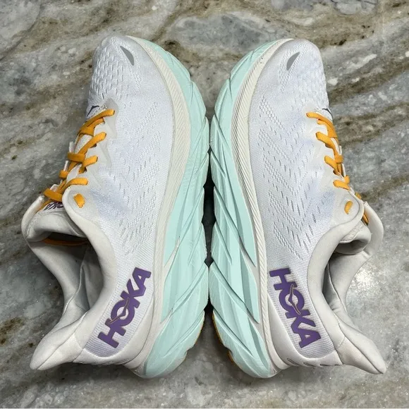 HOKA Women’s 12 D Wide Clifton 8 Running Walking Shoes Blanc De Blanc Comfort