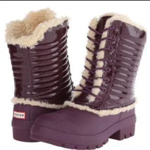 Hunter Snow Burgundy Boots with Fur Lining