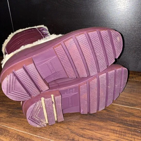 Hunter Snow Burgundy Boots with Fur Lining