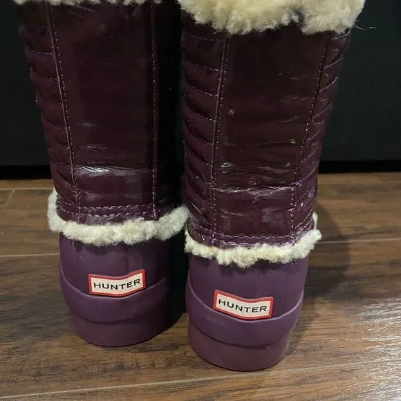 Hunter Snow Burgundy Boots with Fur Lining