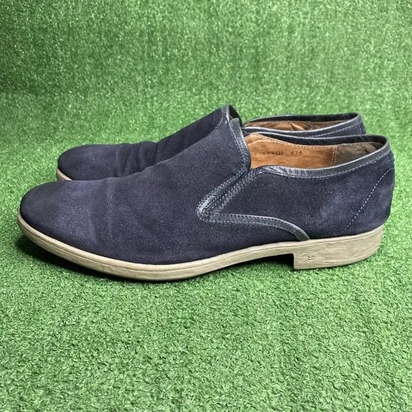 John Varvatos EUC Mens Slip-On Blue Suede Casual Shoes Vibram Sole Size 10.5
