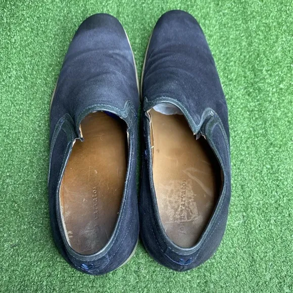 John Varvatos EUC Mens Slip-On Blue Suede Casual Shoes Vibram Sole Size 10.5
