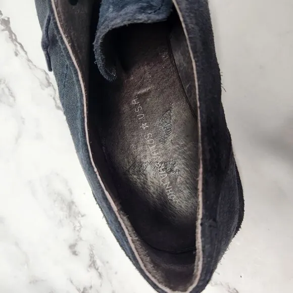 John Varvatos Suede Leather Navy Blue Oxford Derby Men's Dress Shoes 9.5