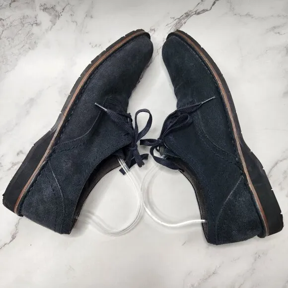 John Varvatos Suede Leather Navy Blue Oxford Derby Men's Dress Shoes 9.5