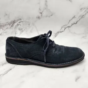John Varvatos Suede Leather Navy Blue Oxford Derby Men's Dress Shoes 9.5