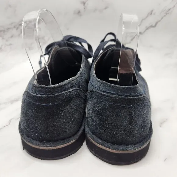 John Varvatos Suede Leather Navy Blue Oxford Derby Men's Dress Shoes 9.5