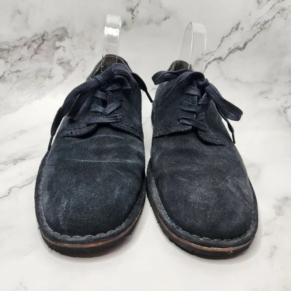 John Varvatos Suede Leather Navy Blue Oxford Derby Men's Dress Shoes 9.5