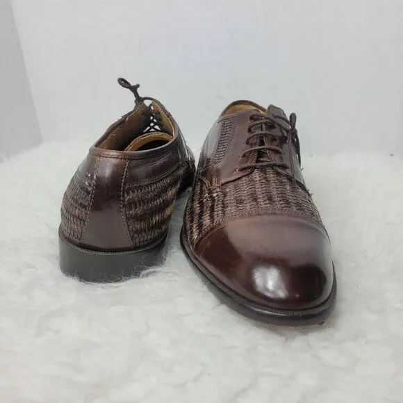 Johnston &amp; Murphy Cellini Mens Dress Shoes Size 9.5 M Woven Brown Leather