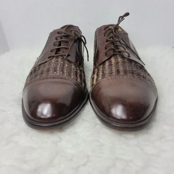 Johnston &amp; Murphy Cellini Mens Dress Shoes Size 9.5 M Woven Brown Leather
