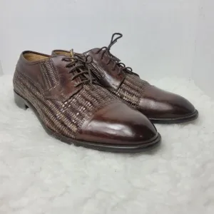 Johnston &amp; Murphy Cellini Mens Dress Shoes Size 9.5 M Woven Brown Leather