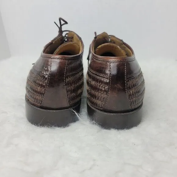 Johnston &amp; Murphy Cellini Mens Dress Shoes Size 9.5 M Woven Brown Leather