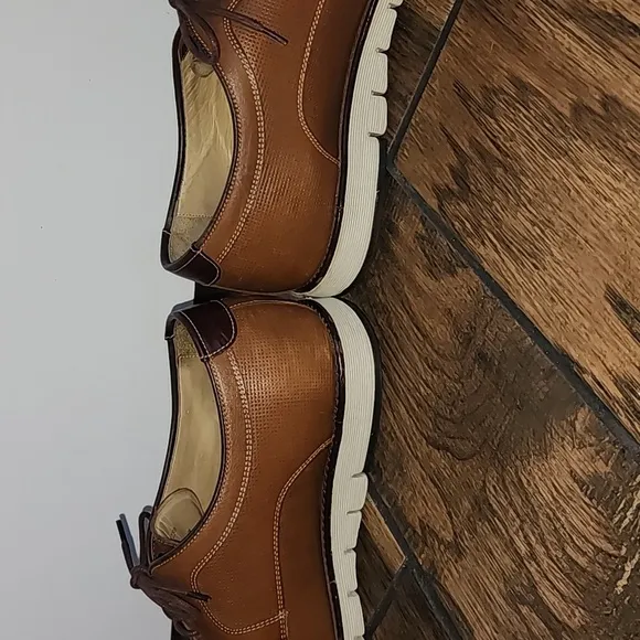Johnston &amp; Murphy Lace Up Hybrid Dress Shoe Sheepskin Tan Brown SZ 13​​