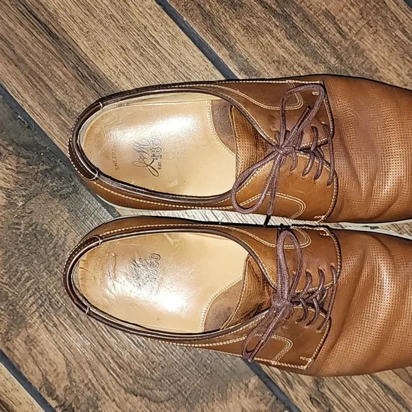 Johnston &amp; Murphy Lace Up Hybrid Dress Shoe Sheepskin Tan Brown SZ 13​​