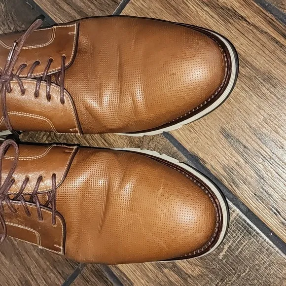 Johnston &amp; Murphy Lace Up Hybrid Dress Shoe Sheepskin Tan Brown SZ 13​​