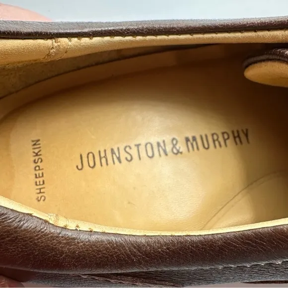 Johnston &amp; Murphy Men’s Shuler Leather Tie Dress Shoes Size 9.5 Brown
