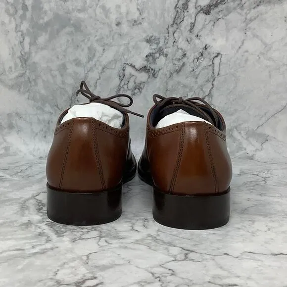 Johnston &amp; Murphy Size 9 M Tan Full Grain Stockton Plain Toe Dress Shoes K10-15