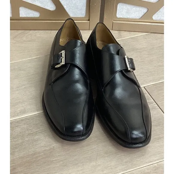 johnston murphy MENS MONK LIGHT OXFORD Derby dress SHOES BLACK 9.5 D/B  Leather
