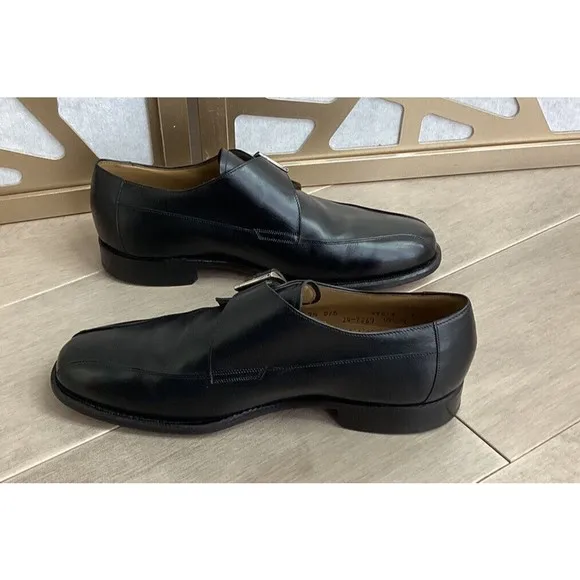 johnston murphy MENS MONK LIGHT OXFORD Derby dress SHOES BLACK 9.5 D/B  Leather