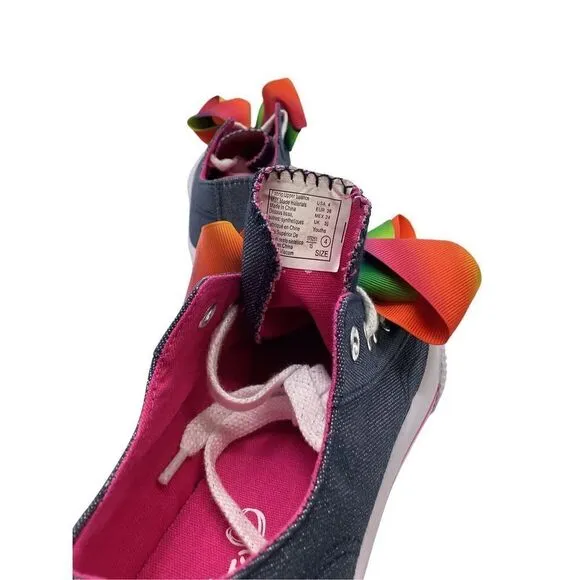 JoJo Siwa Sneakers Denim w/Bow Shoes Girls Size 4