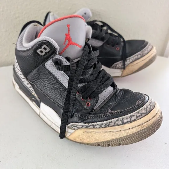 Jordan 3 Retro OG Mid Black Cement Sneakers Shoes Size US 9 Men's 854262-001