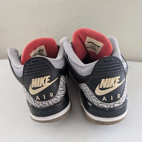 Jordan 3 Retro OG Mid Black Cement Sneakers Shoes Size US 9 Men's 854262-001