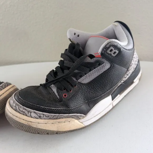 Jordan 3 Retro OG Mid Black Cement Sneakers Shoes Size US 9 Men's 854262-001