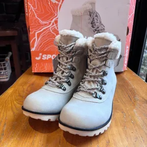 JSport womens Bluestone sherpa winter snow boots stone/white 6