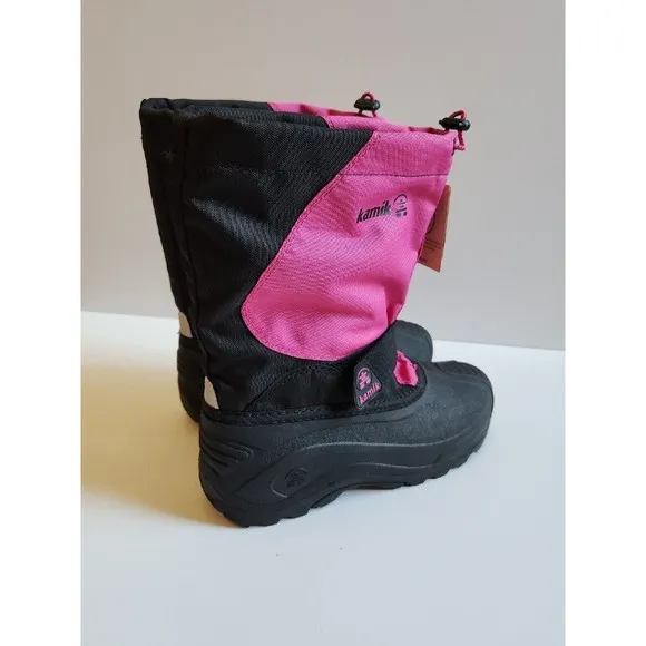 KAMIK Snowfox Snow Boots Kids Youth Girls 4 Pink Black NEW