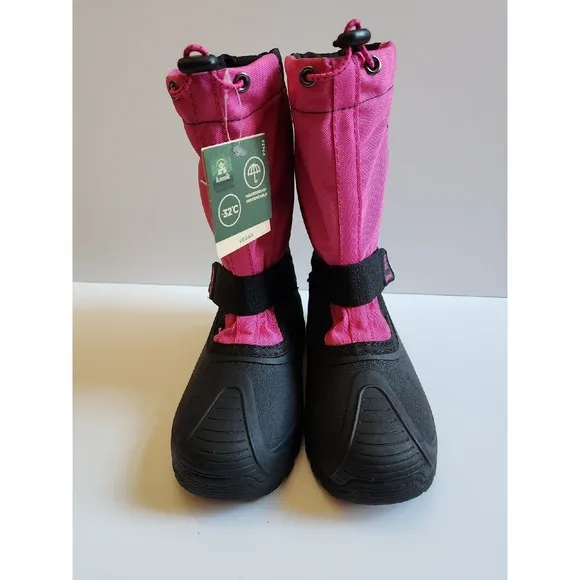 KAMIK Snowfox Snow Boots Kids Youth Girls 4 Pink Black NEW