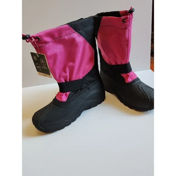 KAMIK Snowfox Snow Boots Kids Youth Girls 4 Pink Black NEW
