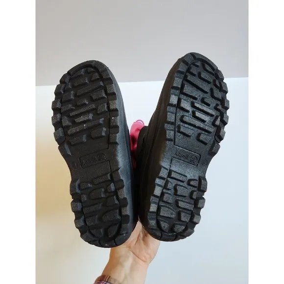 KAMIK Snowfox Snow Boots Kids Youth Girls 4 Pink Black NEW