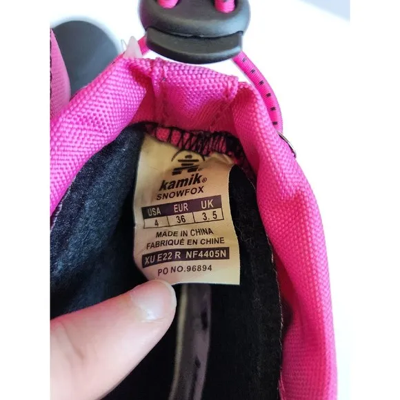 KAMIK Snowfox Snow Boots Kids Youth Girls 4 Pink Black NEW