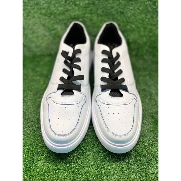 Karl Lagerfeld Leather Casual Shoes Men's Size 13M White/ Blue Low Top Sneaker