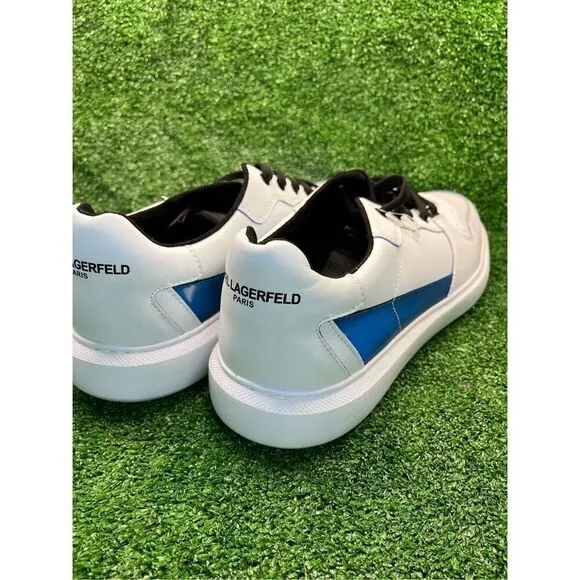 Karl Lagerfeld Leather Casual Shoes Men's Size 13M White/ Blue Low Top Sneaker