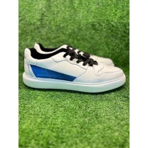 Karl Lagerfeld Leather Casual Shoes Men's Size 13M White/ Blue Low Top Sneaker