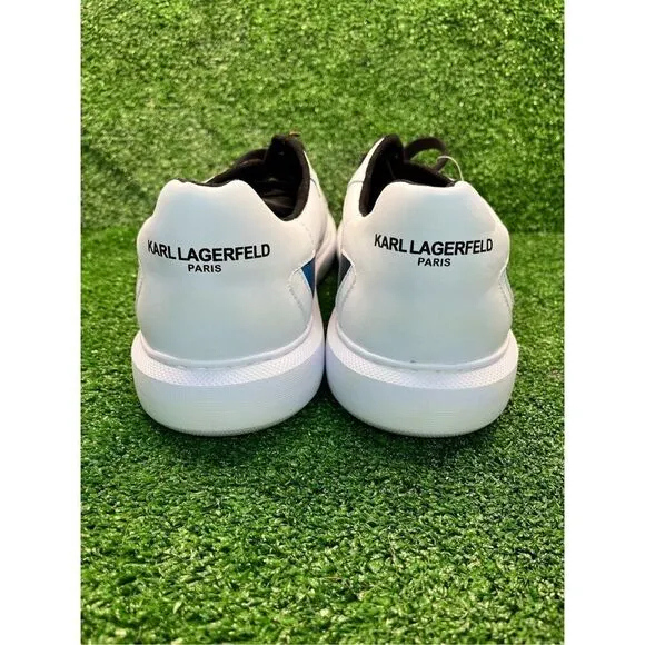 Karl Lagerfeld Leather Casual Shoes Men's Size 13M White/ Blue Low Top Sneaker