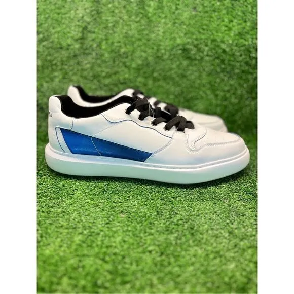 Karl Lagerfeld Leather Casual Shoes Men's Size 13M White/ Blue Low Top Sneaker