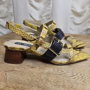 Karl Lagerfeld Sandals Golden Yellow Snakeskin Size 7