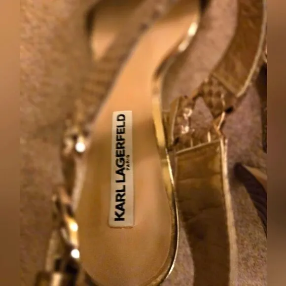 Karl Lagerfeld gold sandals