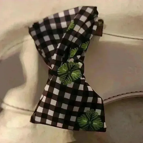 Kate Spade Knot Bow Gree floral Slide Sandals Size 8.5 Twist Bow Preppy
