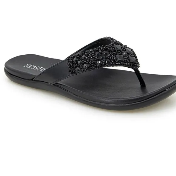 Kenneth Cole Reaction Women's Black Glam A Thon Sandals Size 5.5 NWT/In Box