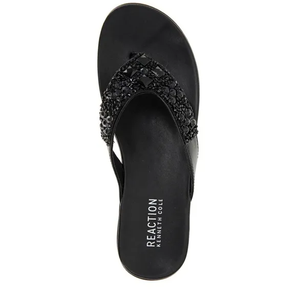 Kenneth Cole Reaction Women's Black Glam A Thon Sandals Size 5.5 NWT/In Box