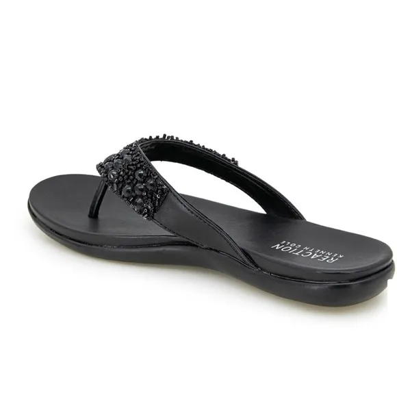 Kenneth Cole Reaction Women's Black Glam A Thon Sandals Size 5.5 NWT/In Box