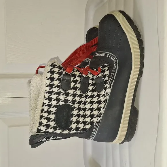 KHOMBU &quot;Telluride&quot; leather fabric winter snow boots - 8 - black/white