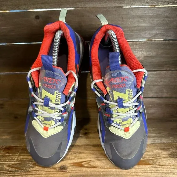 Kids Nike Air Max 270 React GS Gray Athletic Casual Sneakers‎ Shoes Size 7 Y GUC