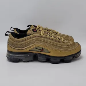 Kids Nike Air Vapormax 97 Metallic Gold, Varsity Red-Black- AQ2657-700 Size 6.5Y