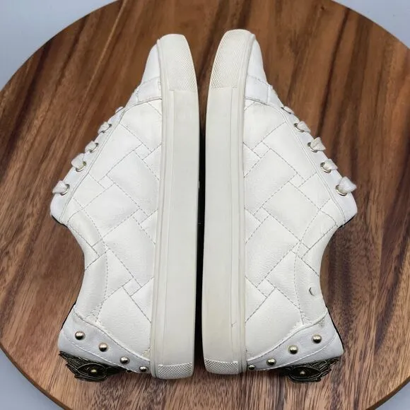 Kurt Geiger London Ludo Shoes Women Size 6.5 / 3.5 / 36.5 White Quilted Sneakers